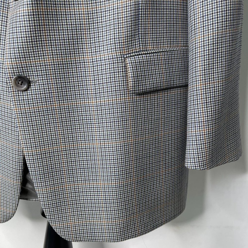 BURBERRY Men's Grey Blue Plaid Pattern Kensington Wool Blazer Jacket Size 48 Reg - Picture 6 of 8
